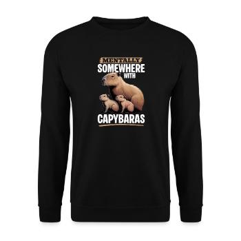 Funny aesthetic Kawaii Capybara - Unisex Pullover - Schwarz - Vorne - Alina (178cm) & Michal (187cm)