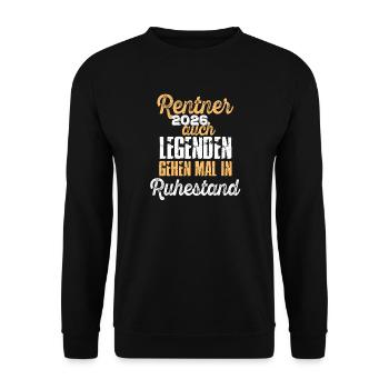 Rentner 2026 Legenden Ruhestand - Unisex Pullover - Schwarz - Vorne - Alina (178cm) & Michal (187cm)