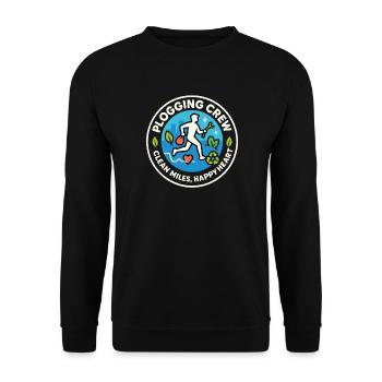 Plogging Crew Clean Miles Happy Heart - Unisex Sweatshirt - black - Front - Alina (178cm) & Michal (187cm)