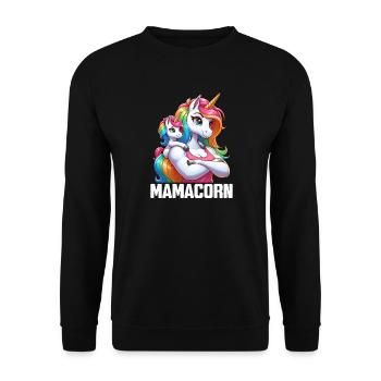 Mama Einhorn Mamacorn Mutter Tochter Dadacorn - Unisex Pullover - Schwarz - Vorne - Alina (178cm) & Michal (187cm)