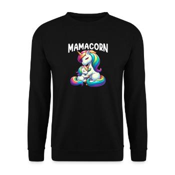 Mamacorn Mama Einhorn Mutter Damen Partnerlook - Unisex Pullover - Schwarz - Vorne - Alina (178cm) & Michal (187cm)