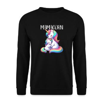 Mamacorn Mama Einhorn Mutter Damen Partnerlook - Unisex Pullover - Schwarz - Vorne - Alina (178cm) & Michal (187cm)