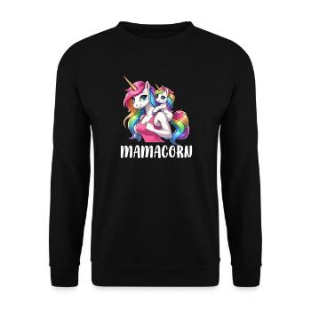 Mamacorn Mama Einhorn Mutter Damen Partnerlook - Unisex Pullover - Schwarz - Vorne - Alina (178cm) & Michal (187cm)