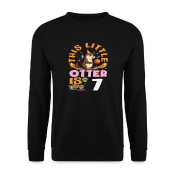 Cette loutre a 7 ans - Motif d’anniversaire mignon - Sweat-shirt Unisexe - noir - Devant - Alina (178cm) & Michal (187cm)