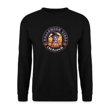 Halloween Sorcière Chapeau Citrouille Chien Américain Staffie - Sweat-shirt Unisexe - noir - Devant - Alina (178cm) & Michal (187cm)