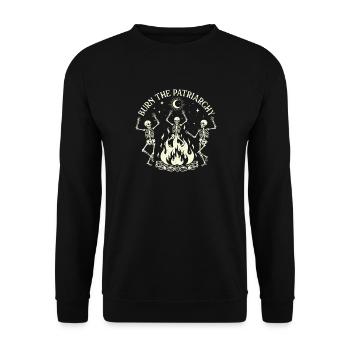 Burn The Patriarchy Gruselige Halloween-Feministin - Unisex Pullover - Schwarz - Vorne - Alina (178cm) & Michal (187cm)