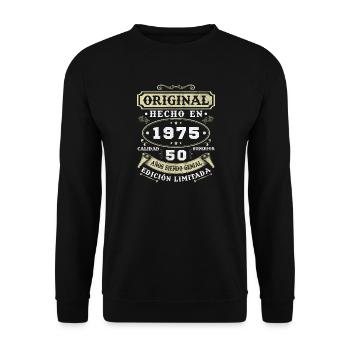 Hergestellt im Jahr 1975 Vintage Geburtstagsgeschenk - Unisex Pullover - Schwarz - Vorne - Alina (178cm) & Michal (187cm)
