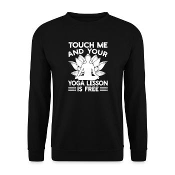 Pilates Enthusiasts Touch Me & Your Yoga Lesson - Unisex Sweatshirt - black - Front - Alina (178cm) & Michal (187cm)