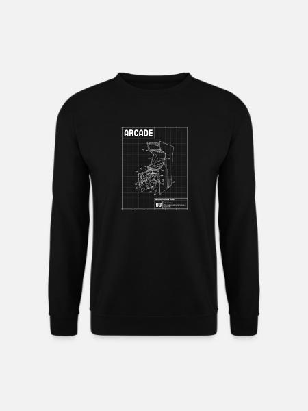 Retro Arcade Sketch on Grid - Unisex Sweatshirt - black