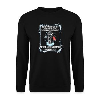 Dry Shaver Gift - Unisex Sweatshirt - black - Front - Alina (178cm) & Michal (187cm)