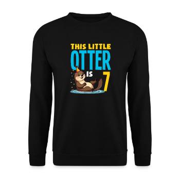 Cette loutre a 7 ans - Motif d’anniversaire mignon - Sweat-shirt Unisexe - noir - Devant - Alina (178cm) & Michal (187cm)