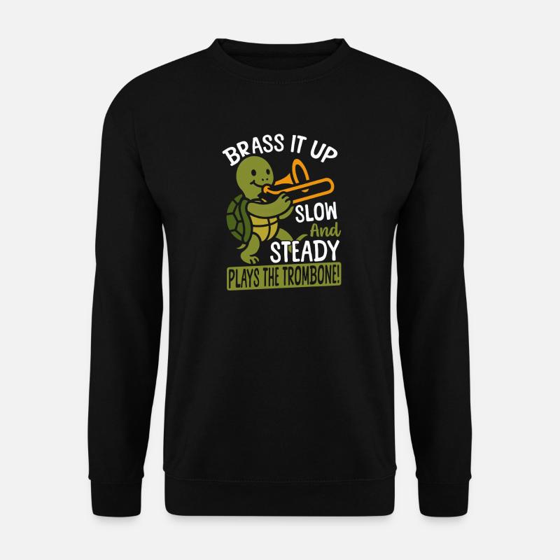 Brass Band Trombonist Turtle Playing Trombone - Unisex Sweatshirt - black