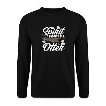 Cute Sea Otter Spirit Animal - Unisex Sweatshirt - black - Front - Alina (178cm) & Michal (187cm)
