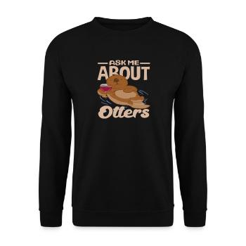 Sea Otter Cartoon Ask Me About Otter - Unisex Sweatshirt - black - Front - Alina (178cm) & Michal (187cm)