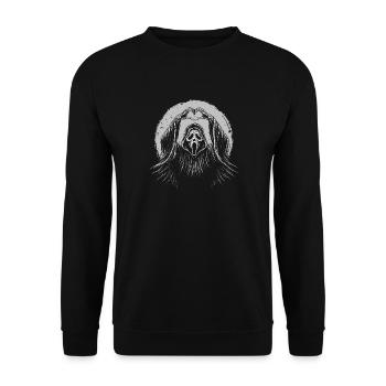 Grim Reaper Heart Sign — Halloween Spooky Reaper  - Unisex Sweatshirt - black - Front - Alina (178cm) & Michal (187cm)