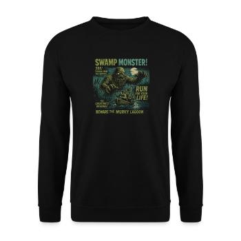 Swamp Monster Movie Poster Vintage Halloween - Unisex Sweatshirt - black - Front - Alina (178cm) & Michal (187cm)