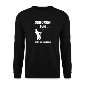 Né pour pêcher depuis 35 ans – T-shirt Angler - Sweat-shirt Unisexe - noir - Devant - Alina (178cm) & Michal (187cm)
