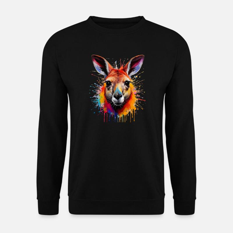 Känguru Farbexplosion Portrait - Unisex Pullover - Schwarz