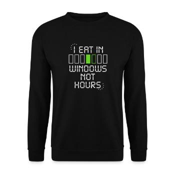 Intermittierender Fastenhumor 16 8 Fenster 20 4 - Unisex Pullover - Schwarz - Vorne - Alina (178cm) & Michal (187cm)