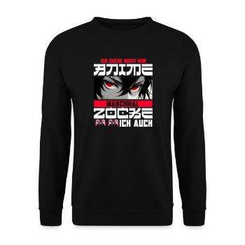 Ich Gucke Nicht Nur Anime Manchmal Zocke Ich Auch - Unisex Pullover - Schwarz - Vorne - Alina (178cm) & Michal (187cm)