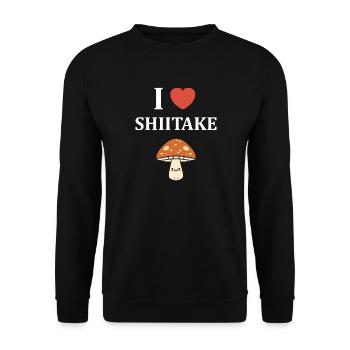 I like Shiitake kawaii mushroom - Unisex Sweatshirt - black - Front - Alina (178cm) & Michal (187cm)
