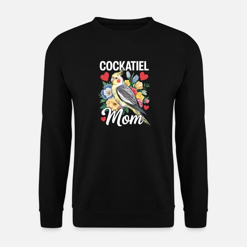 calopsitte maman oiseau fleurs coeur - Sweat-shirt Unisexe - noir