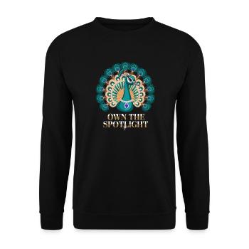 Peacock motif: Own The Spotlight with elegance and - Unisex Sweatshirt - black - Front - Alina (178cm) & Michal (187cm)