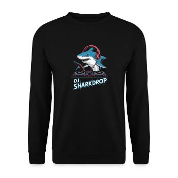 DJ SHARKDROP Hai DJ with headphones at the mixing desk - Unisex Sweatshirt - black - Front - Alina (178cm) & Michal (187cm)