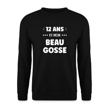 12 years old already handsome - Unisex Sweatshirt - black - Front - Alina (178cm) & Michal (187cm)