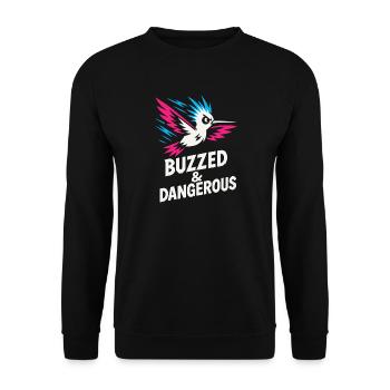 Funny Hummingbird Mem Tiny Bird Big Energy - Unisex Sweatshirt - black - Front - Alina (178cm) & Michal (187cm)