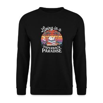 Leben im Taschenbuch-Paradies - Unisex Pullover - Schwarz - Vorne - Alina (178cm) & Michal (187cm)
