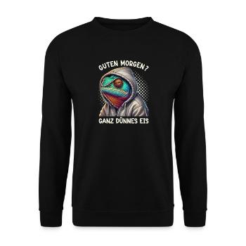 Guten Morgen Ganz Dünnes Eis Chamäleon Lustig - Unisex Sweatshirt - black - Front - Alina (178cm) & Michal (187cm)