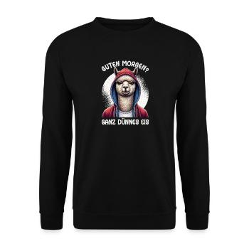 Guten Morgen Ganz Dünnes Eis Alpaka Schlafmützen - Unisex Sweatshirt - black - Front - Alina (178cm) & Michal (187cm)