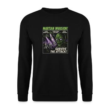 Mars Invasion Alien Movie Poster Halloween - Unisex Sweatshirt - black - Front - Alina (178cm) & Michal (187cm)