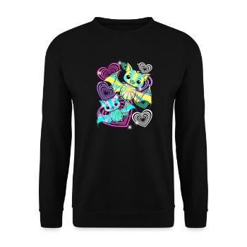 Retro Fledermäuse Halloween Kinder  - Unisex Pullover - Schwarz - Vorne - Alina (178cm) & Michal (187cm)