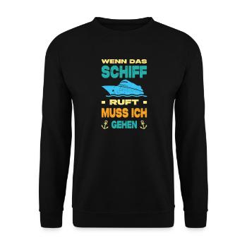 Lustige Kreuzfahrt Sprüche Outfits Urlaub - Unisex Pullover - Schwarz - Vorne - Alina (178cm) & Michal (187cm)