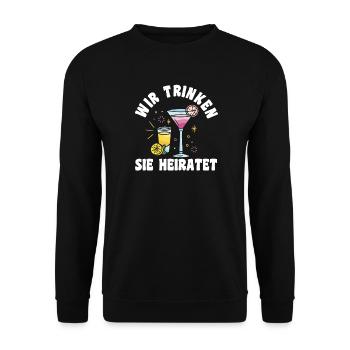 Bachelor Party Team Bride Hen Party - Unisex Sweatshirt - black - Front - Alina (178cm) & Michal (187cm)