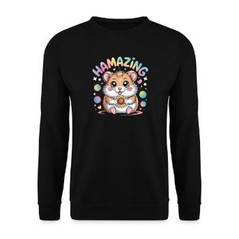 Hamazing Kawaii Hamster Seed Hearts - Unisex Sweatshirt - black - Front - Alina (178cm) & Michal (187cm)
