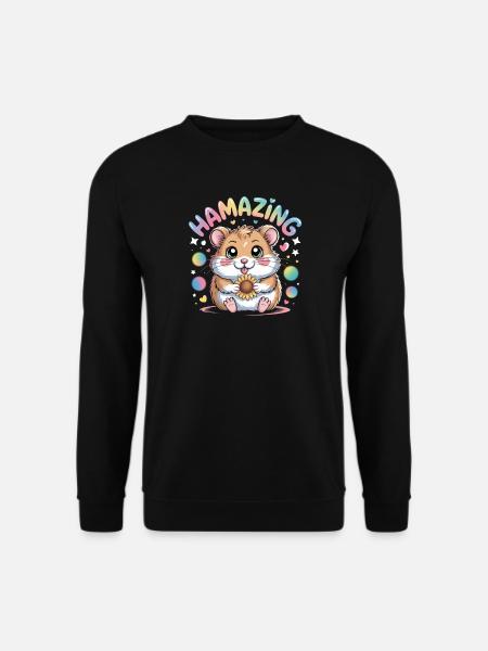 Hamazing Kawaii Hamster Seed Hearts - Unisex Sweatshirt - black