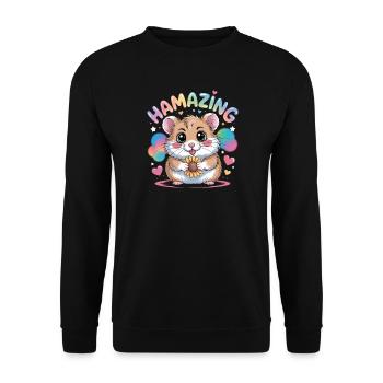 Hamazing Kawaii Hamster Seed Hearts - Unisex Sweatshirt - black - Front - Alina (178cm) & Michal (187cm)
