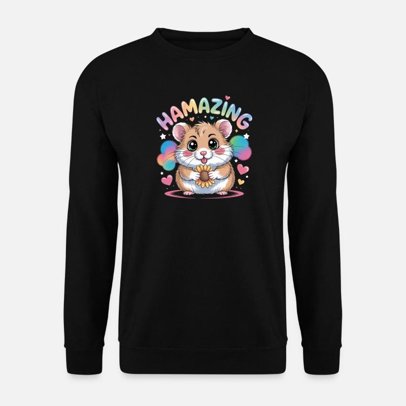 Hamazing Kawaii Hamster Seed Hearts - Unisex Sweatshirt - black