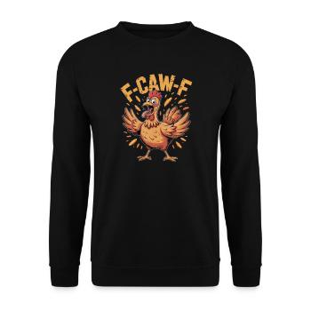 F-CAW-F Funny Angry Chicken Cartoon - Unisex Sweatshirt - black - Front - Alina (178cm) & Michal (187cm)