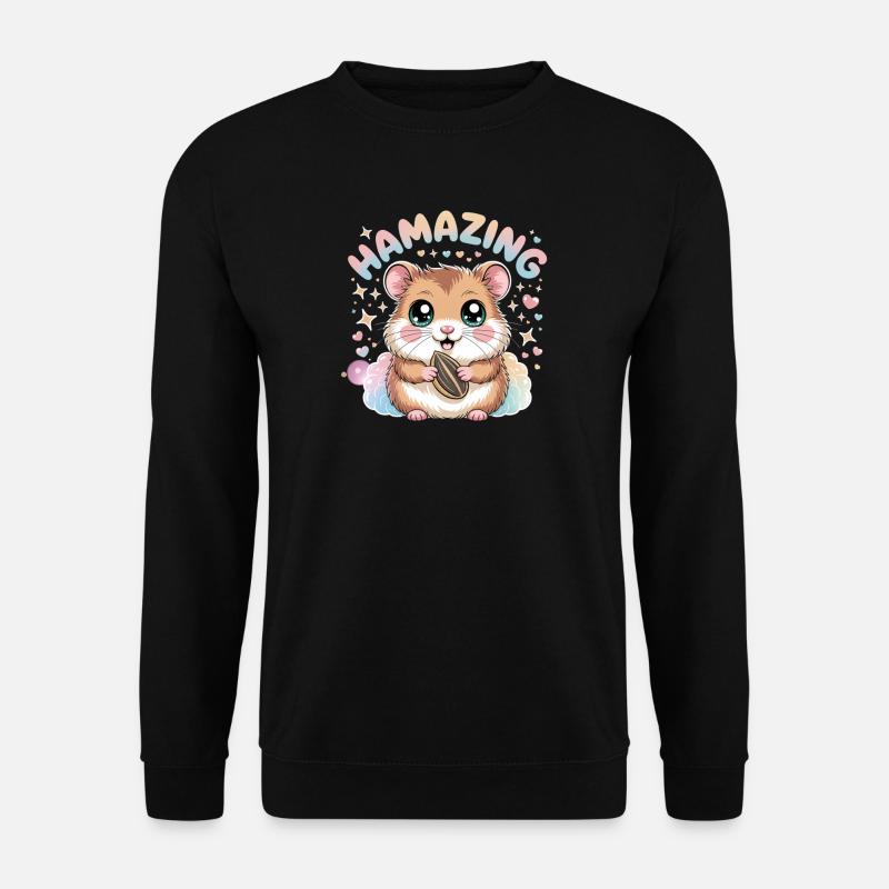 Hamazing Kawaii Hamster Seed Hearts - Unisex Sweatshirt - black