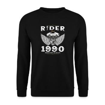 Cycliste depuis 1990 - 35 ans de route, d’huile et de carburant - Sweat-shirt Unisexe - noir - Devant - Alina (178cm) & Michal (187cm)