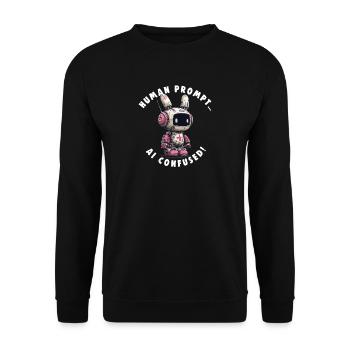 AI CONFUSED Nerds Promt Ingenieur - Unisex Pullover - Schwarz - Vorne - Alina (178cm) & Michal (187cm)