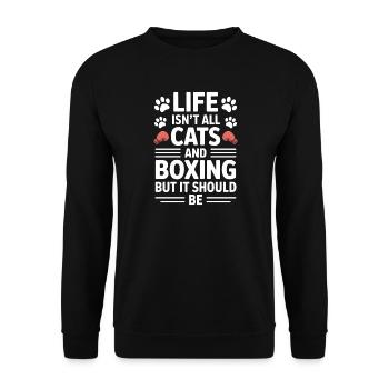 Boxen Spruch Katzen Boxer Lustiges Boxen Geschenk - Unisex Pullover - Schwarz - Vorne - Alina (178cm) & Michal (187cm)