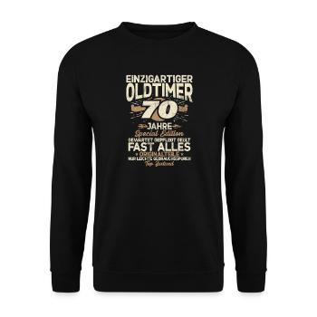 70 Jahre Einzigartiges Klassisches Auto - Unisex Pullover - Schwarz - Vorne - Alina (178cm) & Michal (187cm)