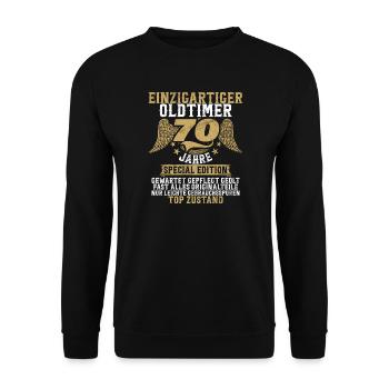 70 Jahre Einzigartiges Klassisches Auto - Unisex Pullover - Schwarz - Vorne - Alina (178cm) & Michal (187cm)