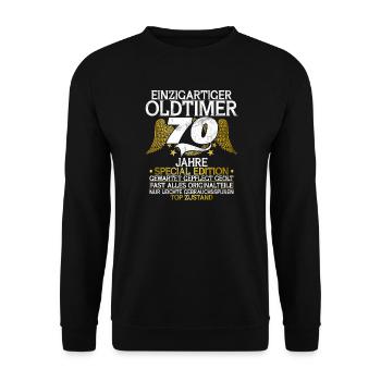 70th Birthday Celebration Fun 70th Anniversary Celebration - Unisex Sweatshirt - black - Front - Alina (178cm) & Michal (187cm)