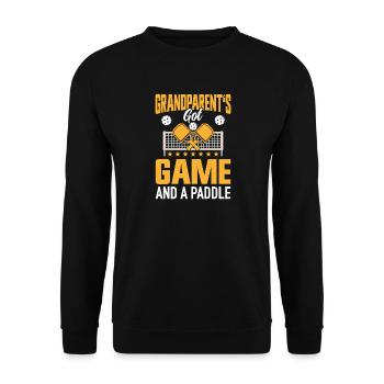 Pickleball Grand-mère Grand-père Grand-parents Jeu de Pagaie Cadeau - Sweat-shirt Unisexe - noir - Devant - Alina (178cm) & Michal (187cm)